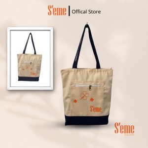 AV02K túi tote thời trang thương hiệu S'eme form rộng Họa tiết cỏ ba lá,