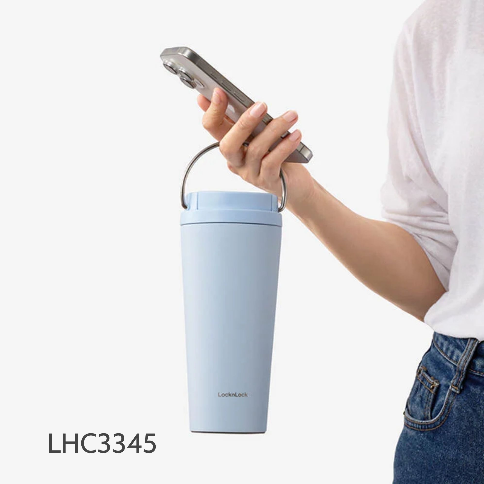 LHC3345BLU - Bình giữ nhiệt LocknLock Bucket One Touch Tumbler 550ml - Ảnh 6