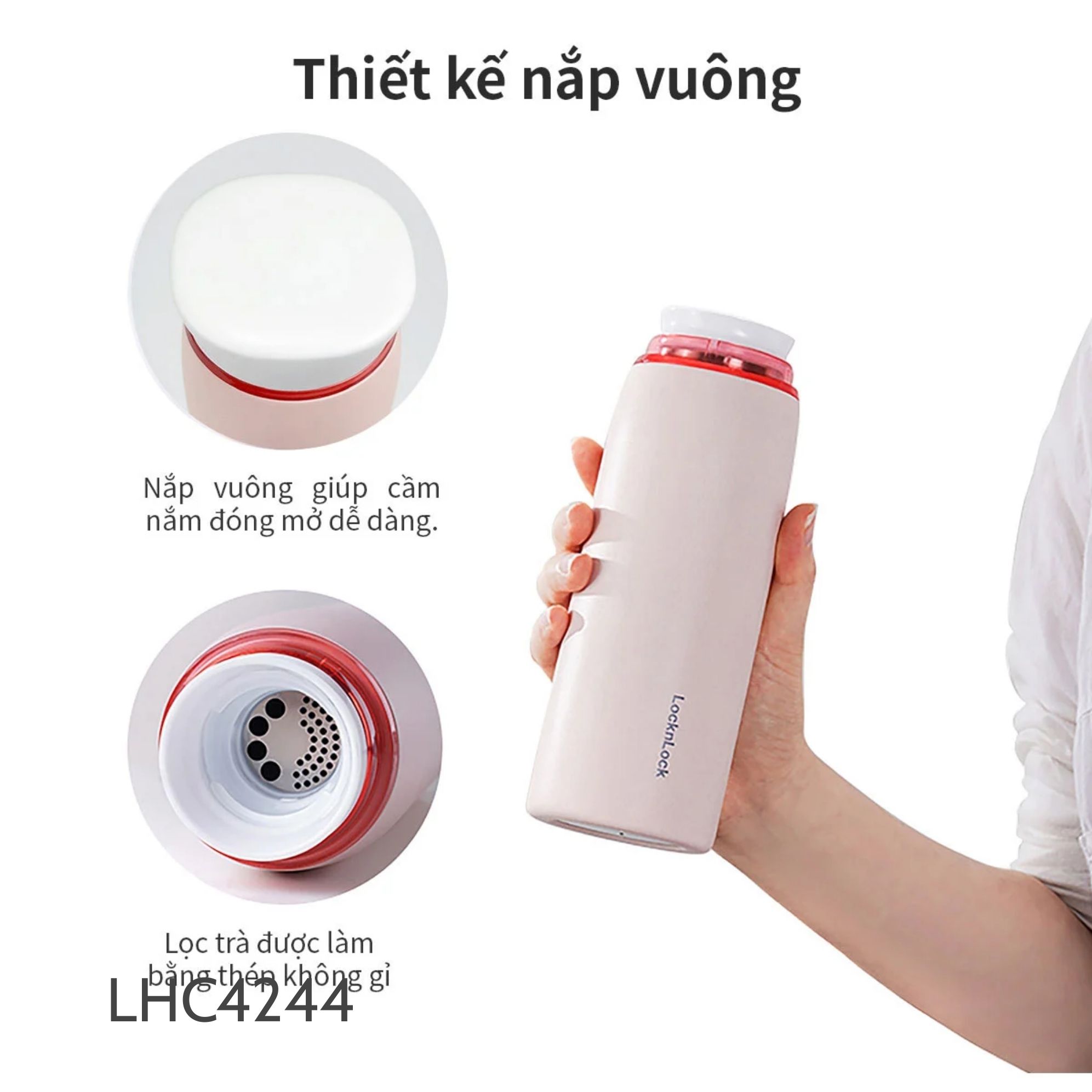 LHC4244BLK - Bình giữ nhiệt LocknLock Feather Light Ring 460ml - Ảnh 3