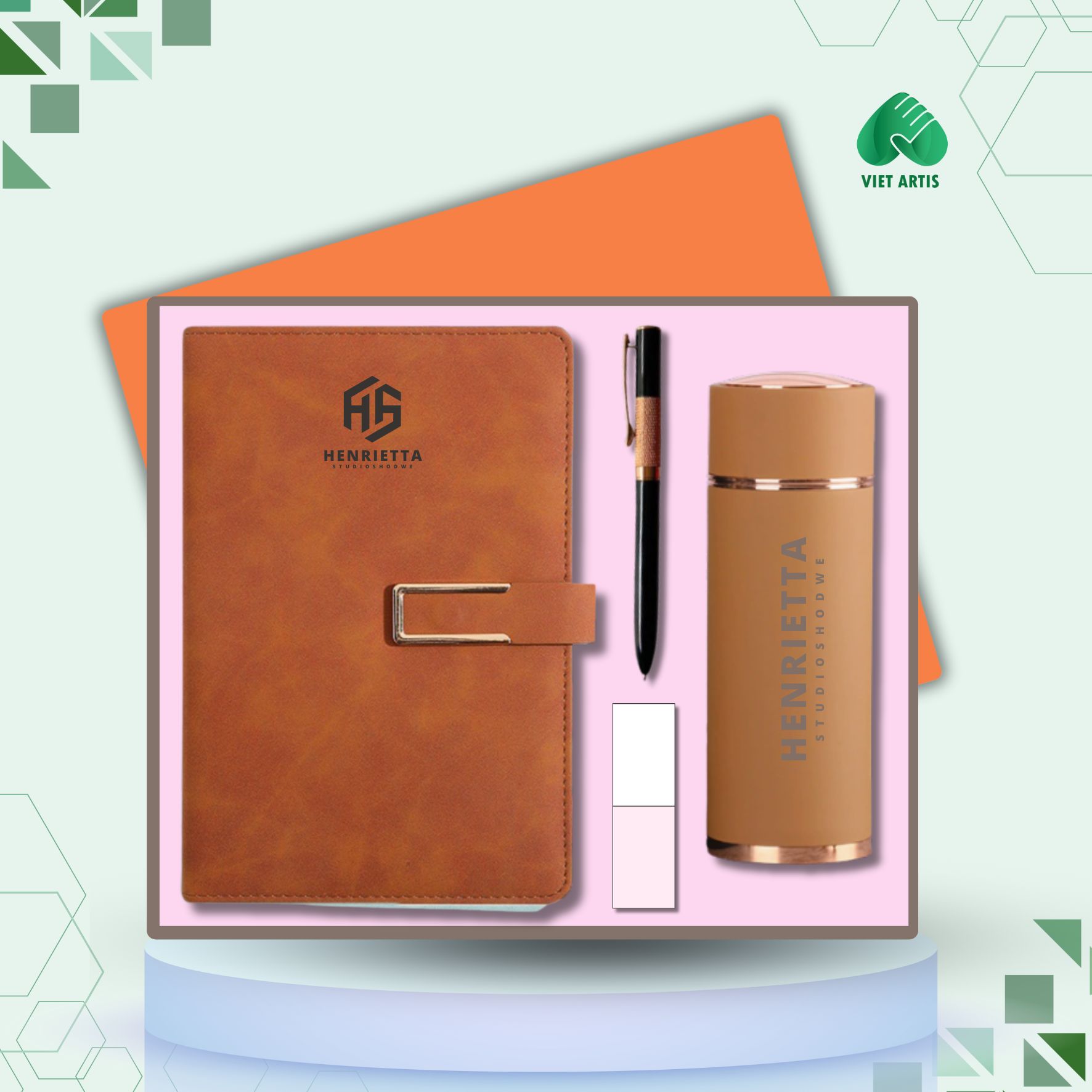 Bộ quà tặng cao cấp sổ, bút, usb, Quà tặng in logo theo yêu cầu.