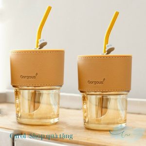 AV-0022 Cốc nước thủy tinh viền da 350 ml Grorius
