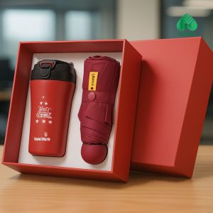 AV-0051	AV-0052 Bộ quà Dù - Quạt sạc cao cấp kèm hộp đựng màu đỏ đô