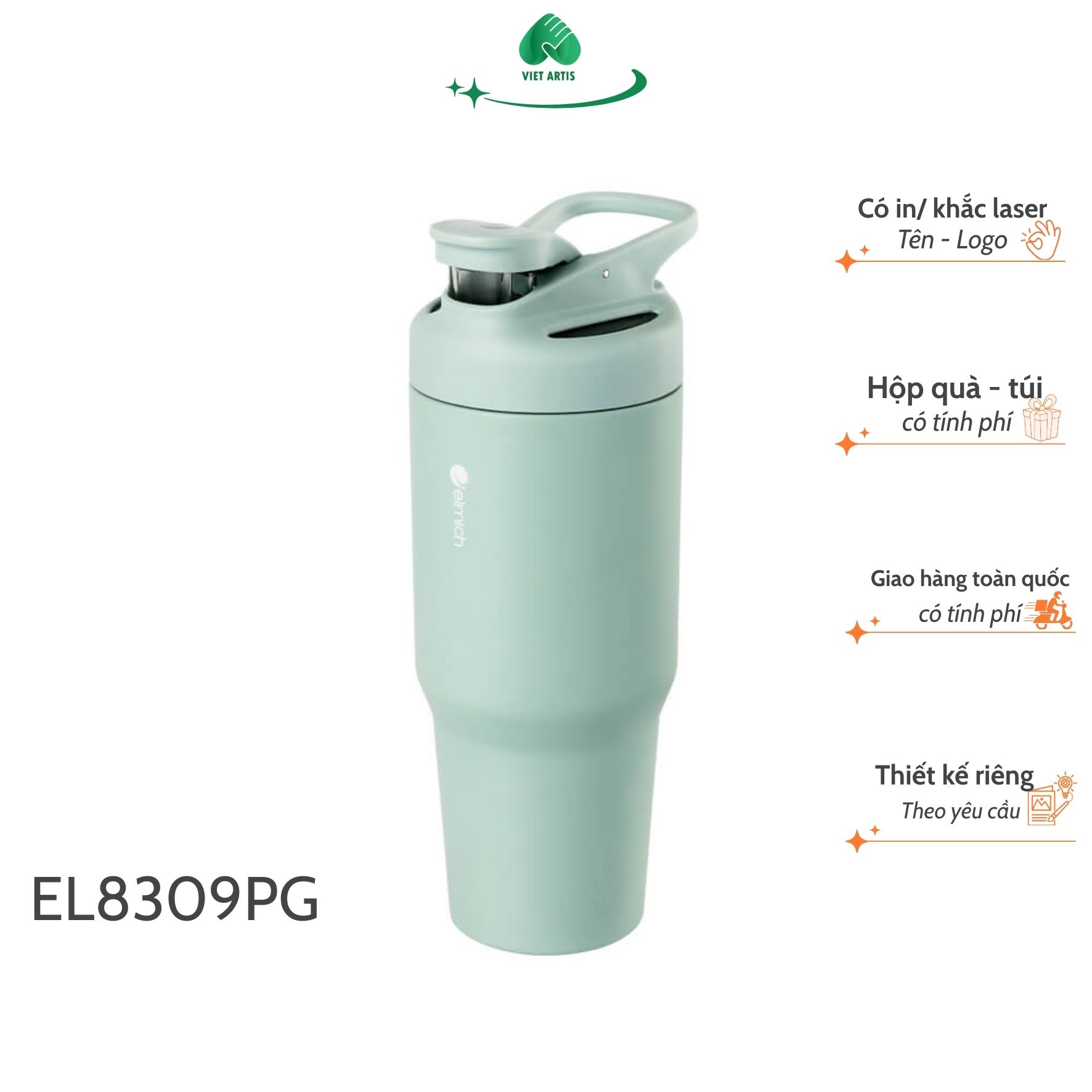 Cốc giữ nhiệt inox 304 Elmich EL8309PG dung tích 900ml