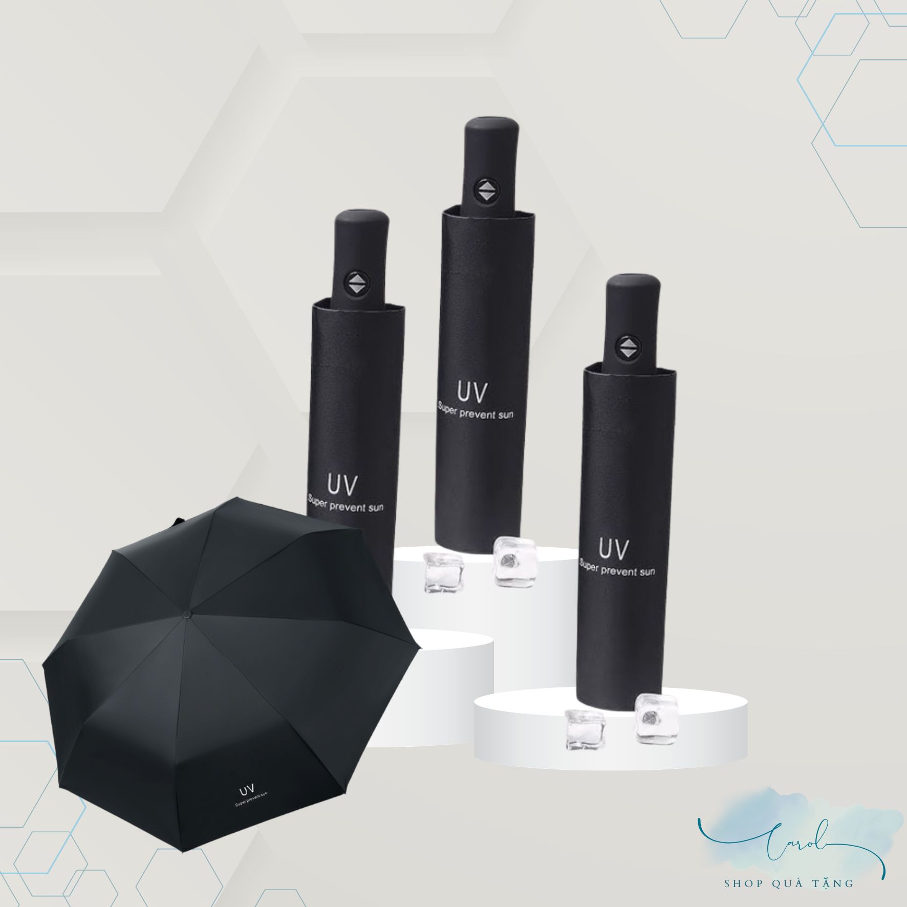 AV-0049	Dù gấp 3 tự động màu đen 8 múi hiệu S'eme