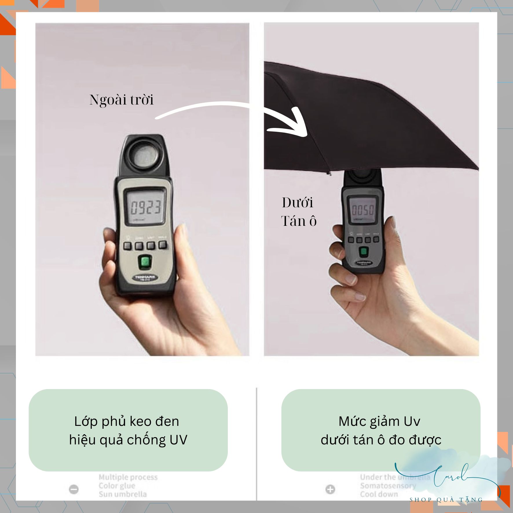 AV-0049 Dù gấp 3 tự động màu đen 8 múi hiệu S'eme - Ảnh 3