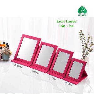Gương gấp gọn để bàn bằng da PU cao cấp, có thể in logo riêng.