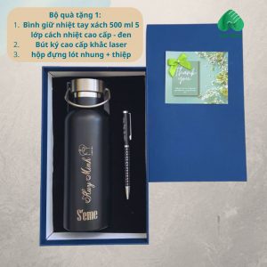 Bộ quà tặng Bút ký và bình giữ nhiệt thương hiệu S'eme in logo.