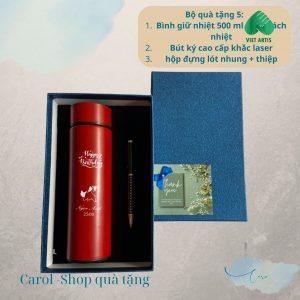 Bộ quà tặng Bút ký và bình giữ nhiệt in logo.
