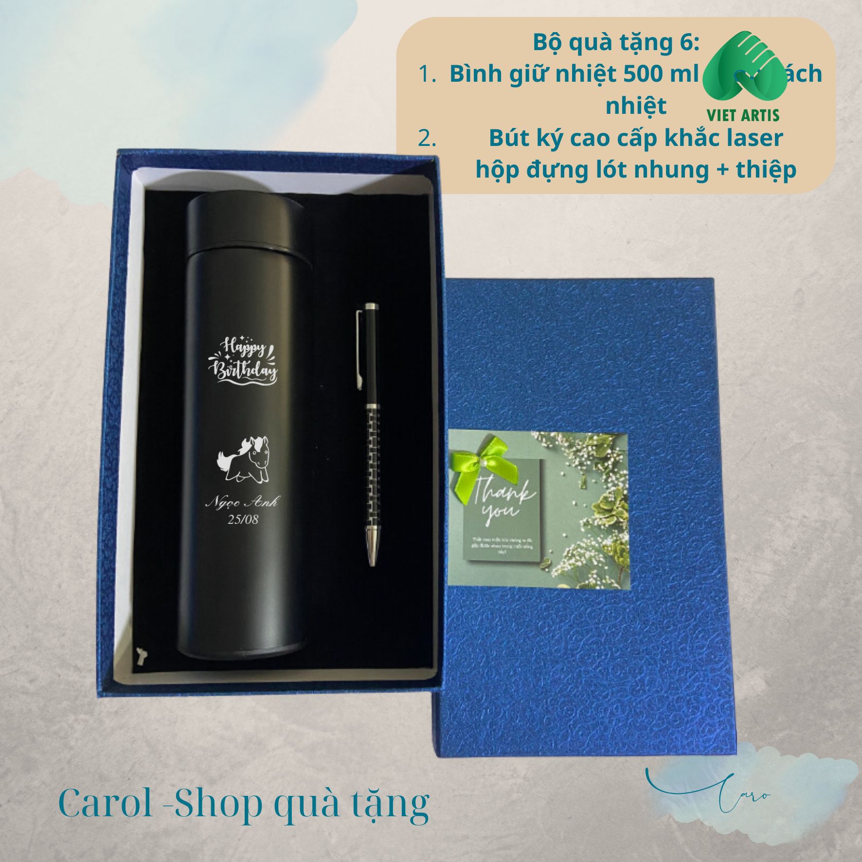 Bộ quà tặng Bút ký và bình giữ nhiệt in logo. - Ảnh 3