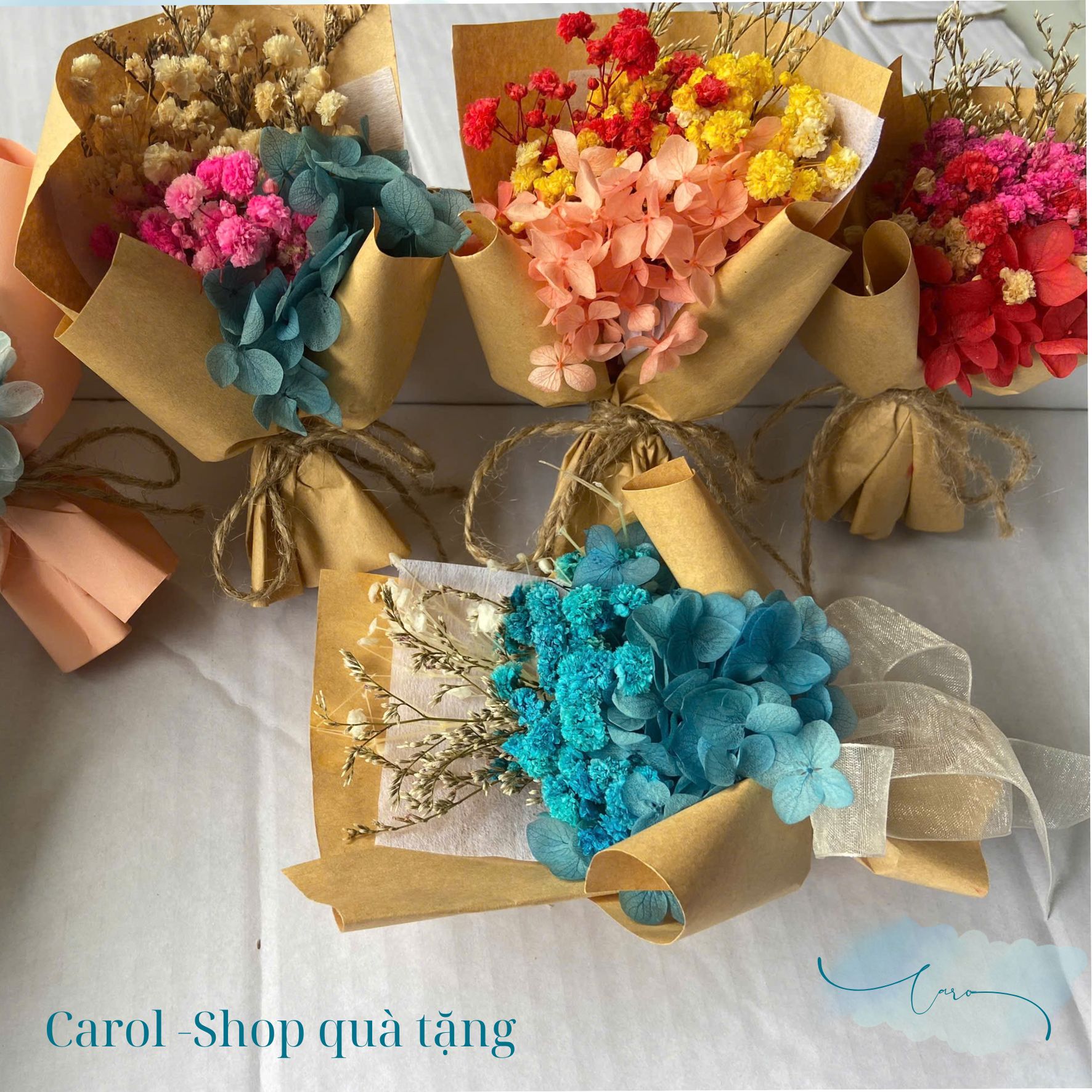 01 bó hoa khô decor size khoảng 15-18 cm. phối màu ngẫu nhiên. - Ảnh 3