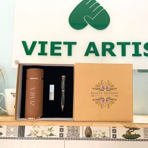 AVH07 Bộ quà tặng cao cấp S'eme Bình giữ nhiệt - bút - USB pha lê có in khắc tên