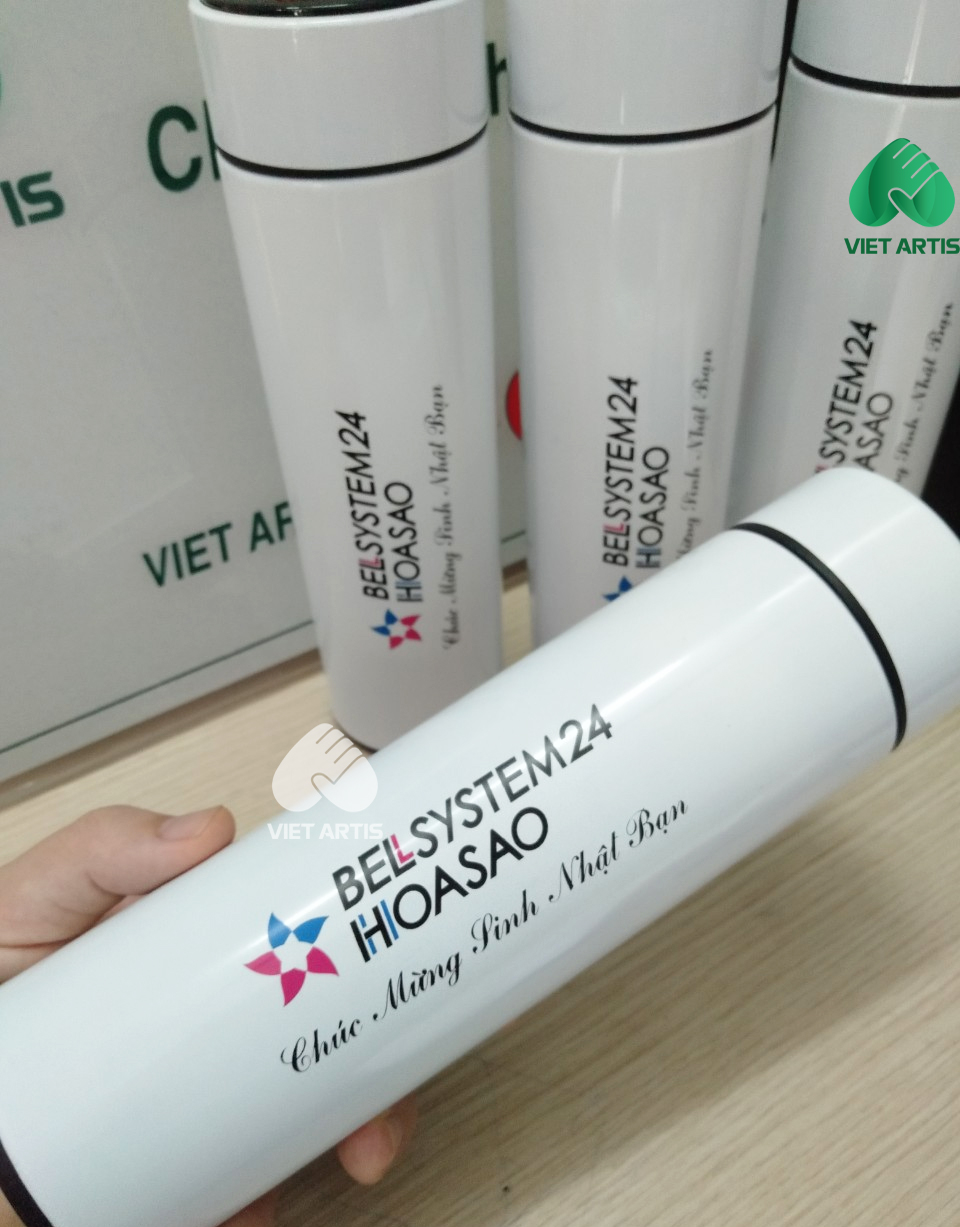 Bình nước giữ nhiệt hiển thị nhiệt độ , in logo Hoa Sao - Ảnh 2