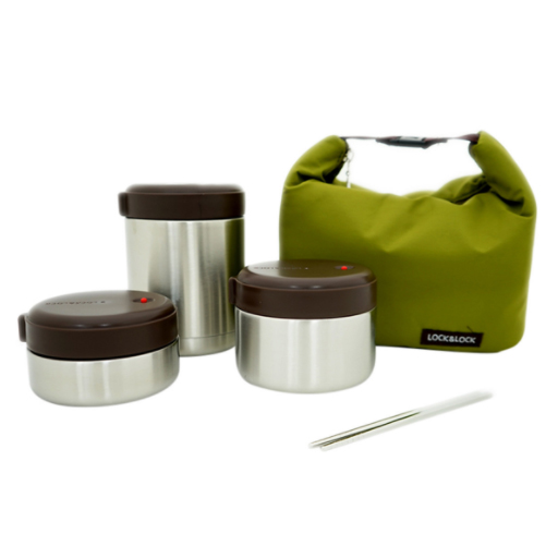 Bộ 3 Hộp Cơm Lock&Lock Mushroom Hot Tank Lunch Box - LHC8025SLV