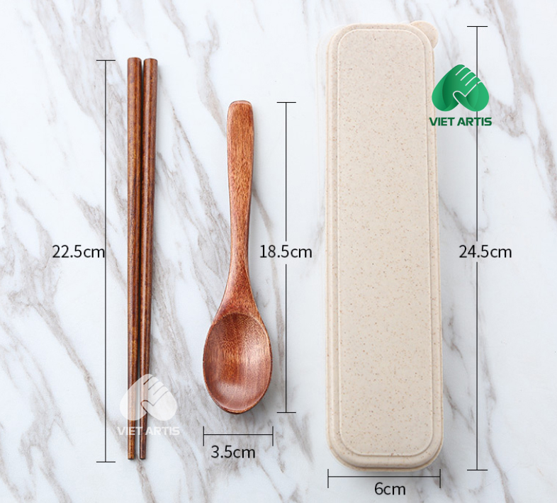 Muỗng đũa bằng gỗ (Bao gồm hộp) - Sản Phẩm Thân Thiện Môi Trường - Ảnh 2