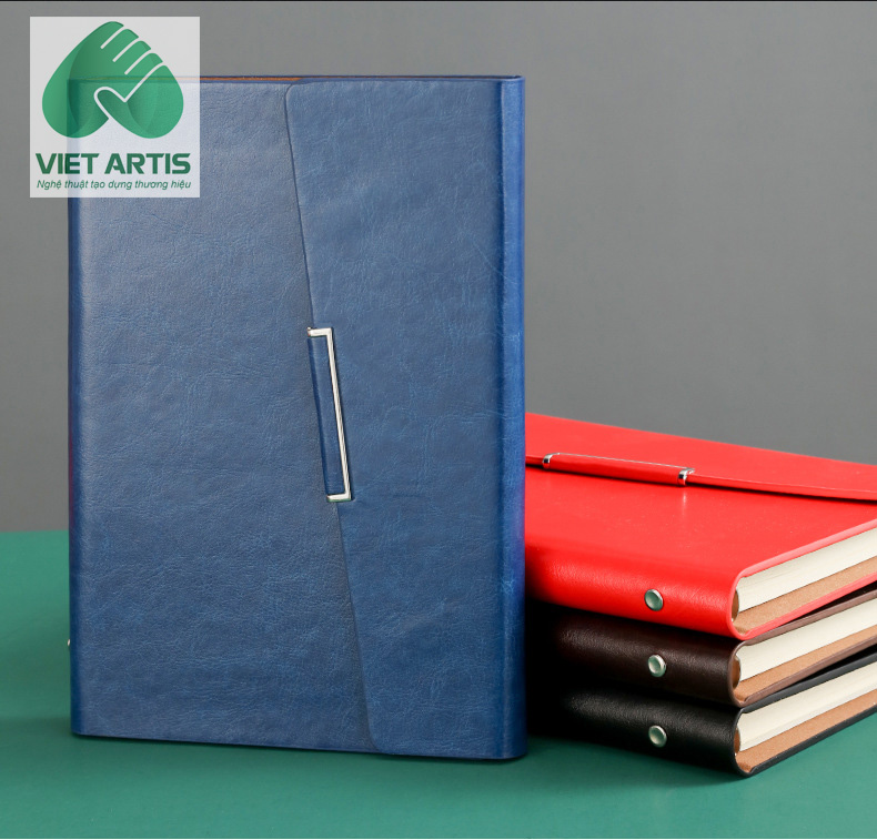 AV-0024; AV-0025; AV-0026 Sổ Tay bìa da xéo gáy còng 4 màu theo yêu cầu.