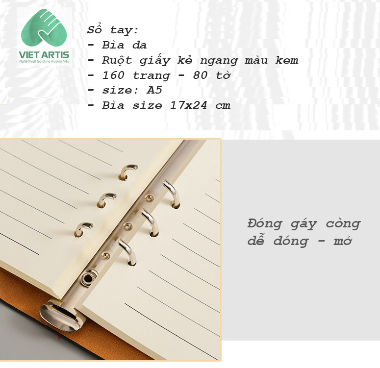 AV-0028; AV-0029; AV-0030; AV-0031 Sổ tay bìa da, gáy còng - Ảnh 5