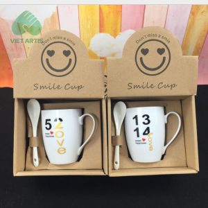 Quà tặng Set ly sứ in logo kèm muỗng