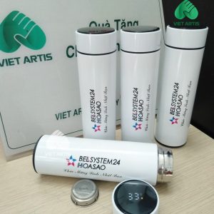 Bình nước giữ nhiệt hiển thị nhiệt độ , in logo Hoa Sao