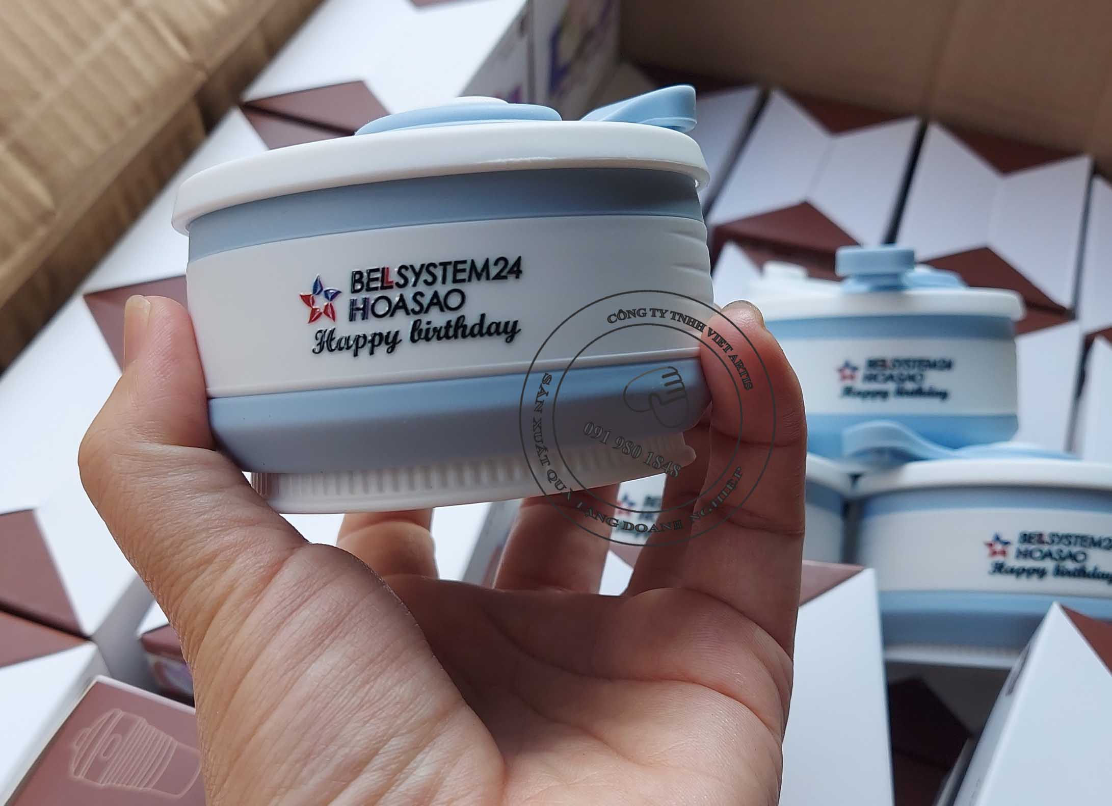 Ly silicon gấp gọn in logo - quà tặng tiện lợi văn phòng.