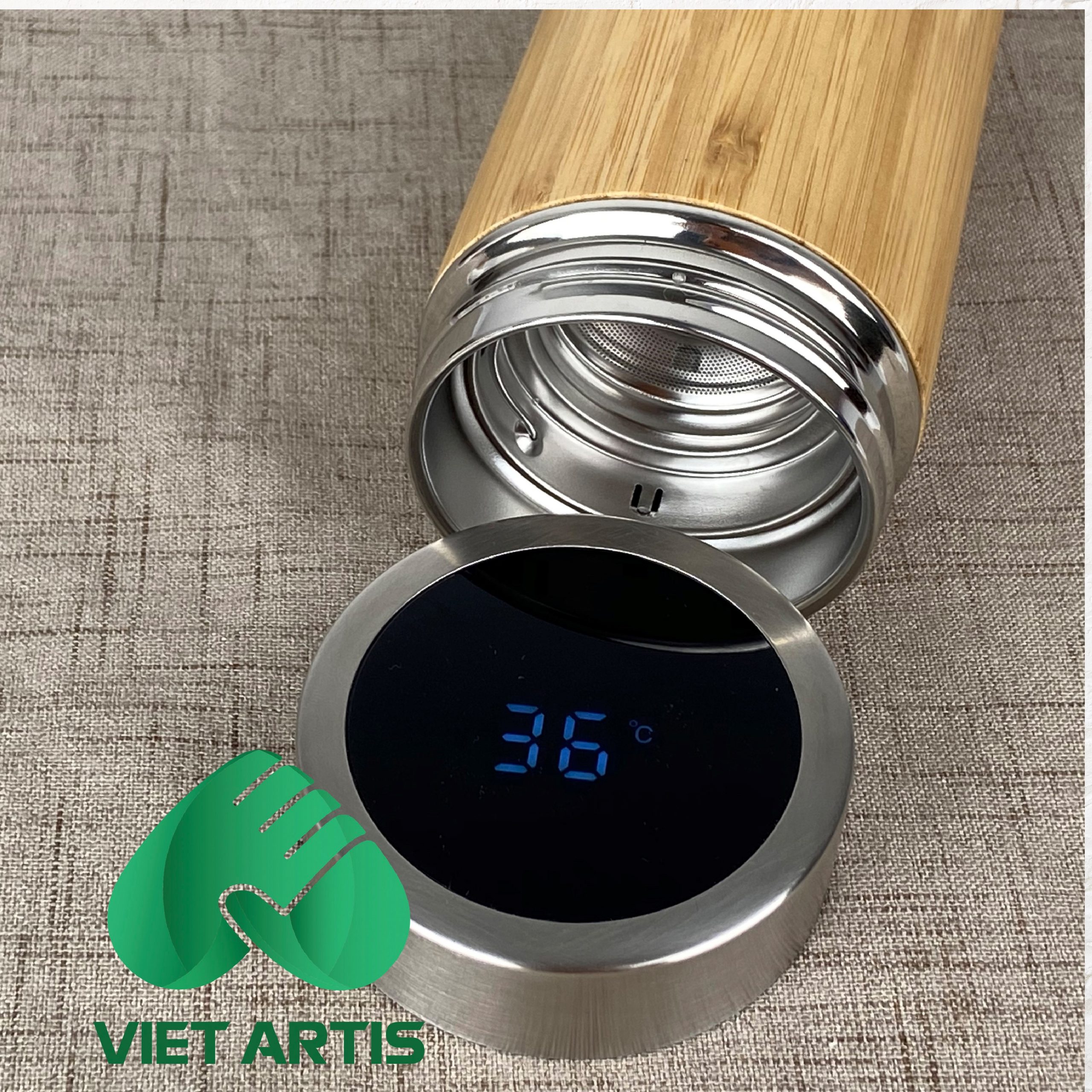 Bình Giữ Nhiệt Thân Vỏ Tre Mẫu BVA001 - Ảnh 5