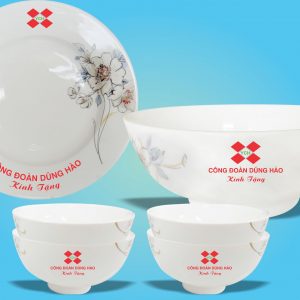 Bộ bàn ăn 6 món sứ Minh Châu Hoa Hồng Bạch Kim
